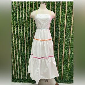 Aakaa White Dress with Lime Accents